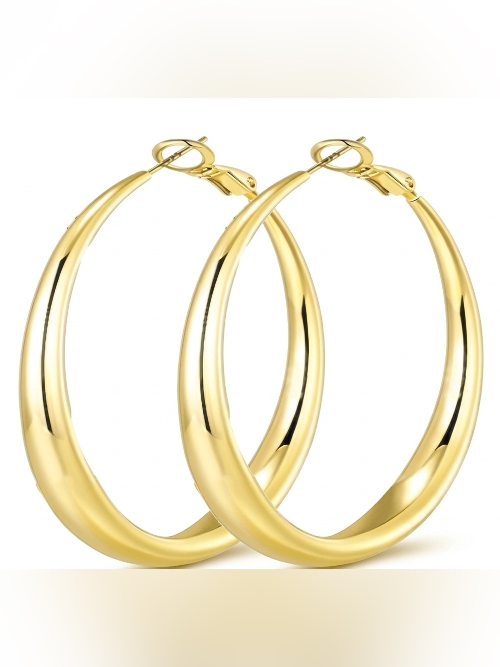 #225 Stainless Steel Sterling Silver Post Gold Polished Hoop Earrings